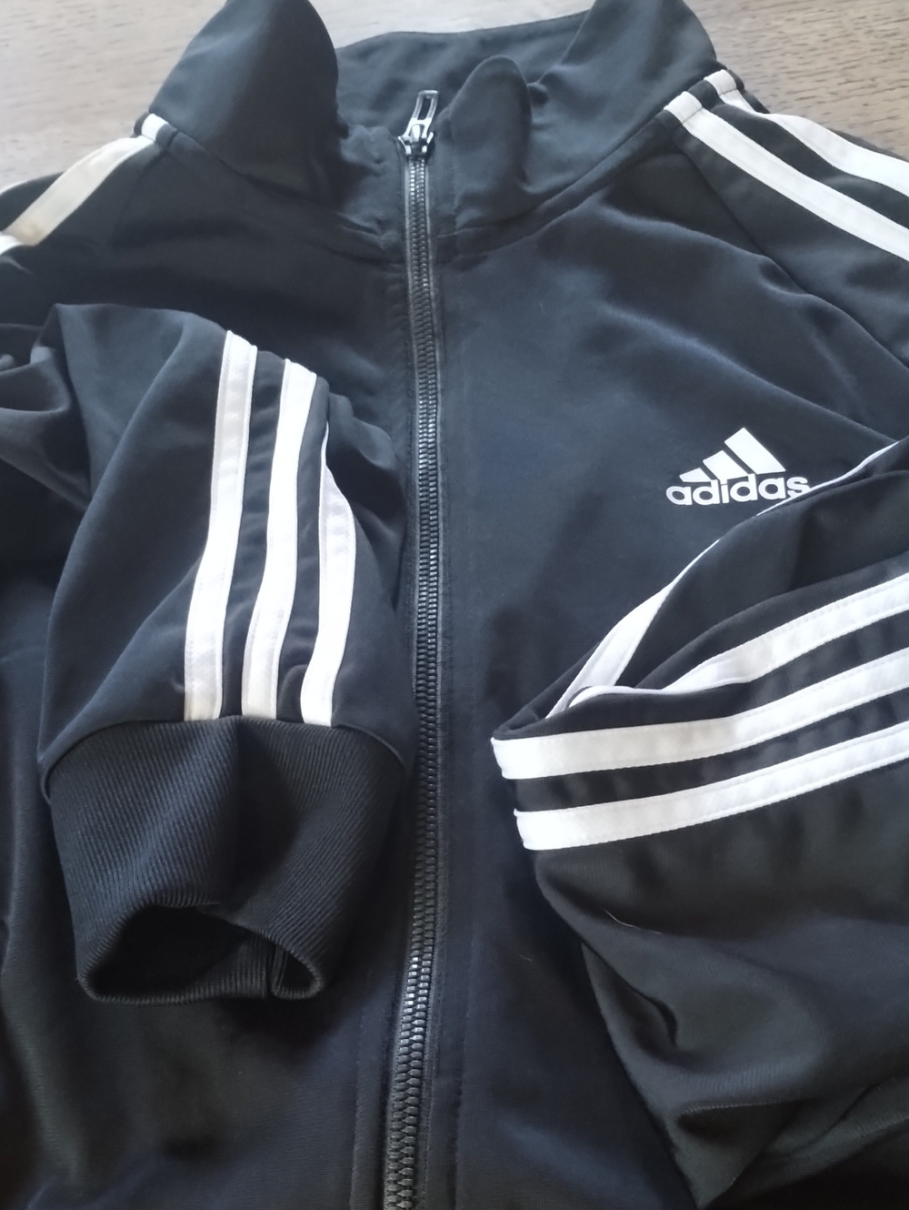 adidas Black Jacket with White Three-Stripe Detail